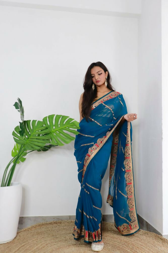 Vamsee Aaradhna Blue Georgette Saree