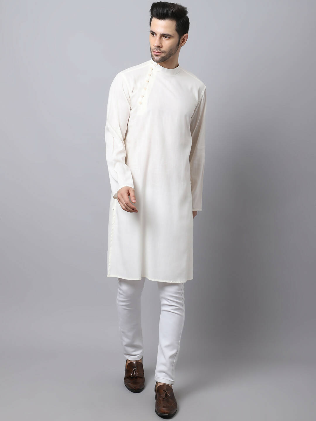Even Apparels White Cotton Pure Cotton Men's Kurta With Side Placket