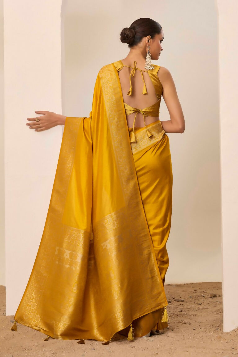 Yellow Dolla Silk Wevon Galla Designer Saree - Zeel
