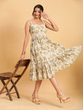 BohoJazz Handblock Boho Dress with Ornate Pearl Straps