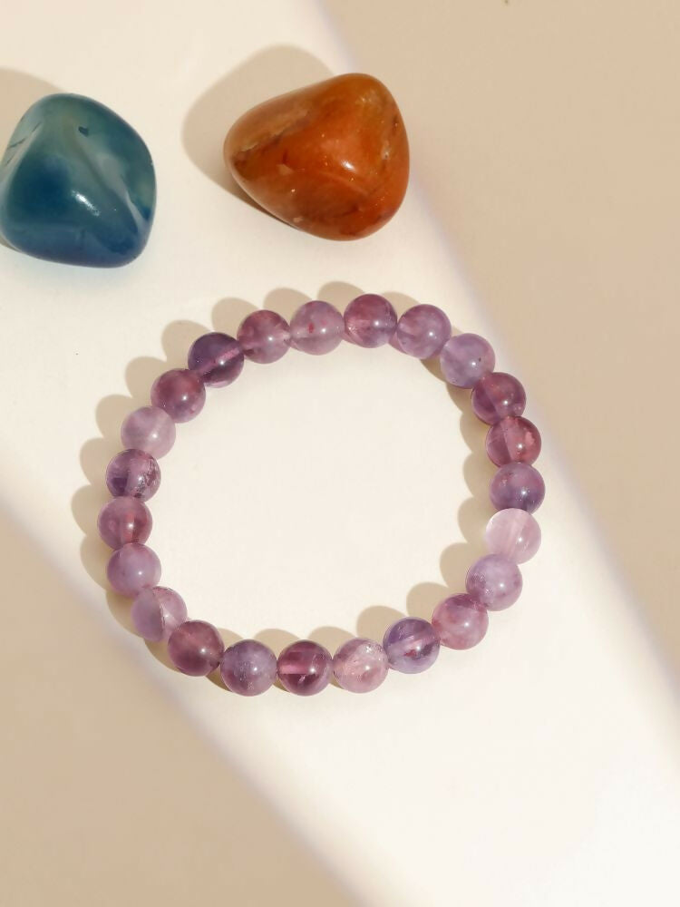 Amethyst Brown and Black Round crystal Beads Elastic Bracelet - Ruby Raang