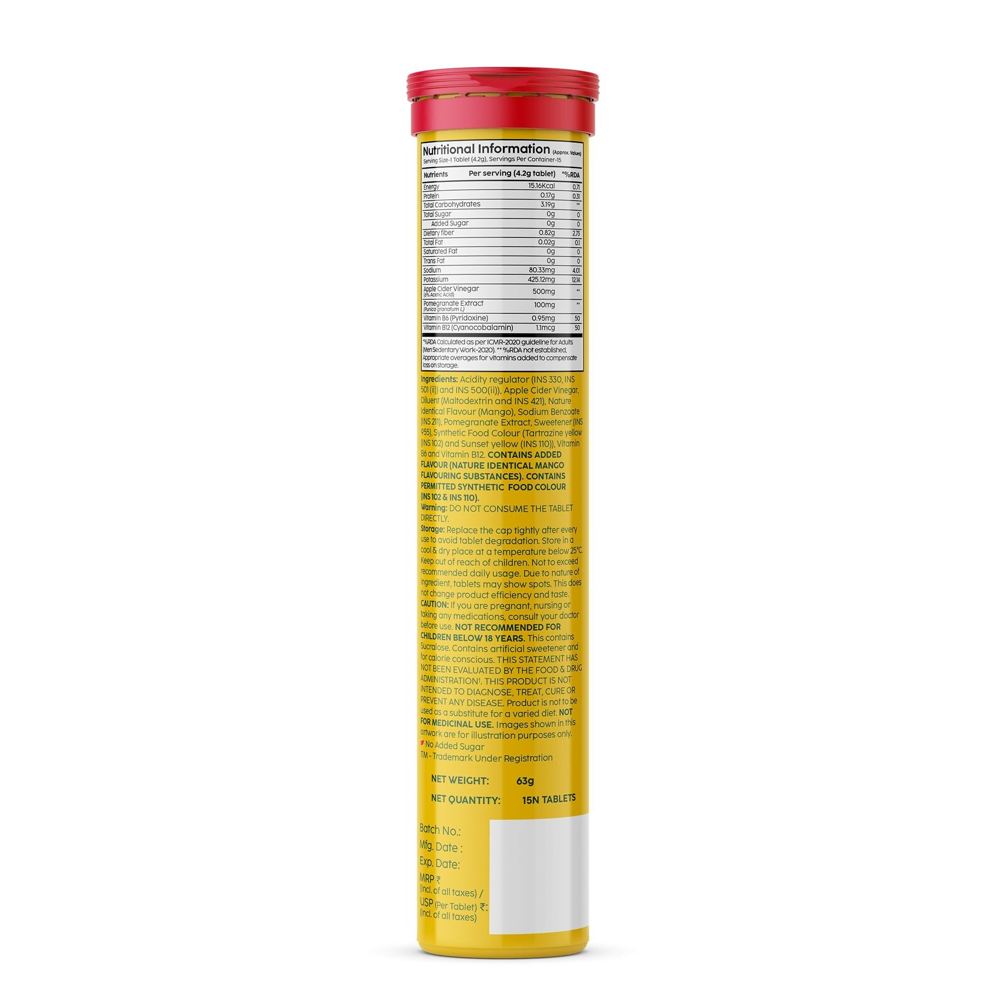 PLIX The Plant Fix Apple Cider Vinegar Effervescent Tablets with Mother - Mango
