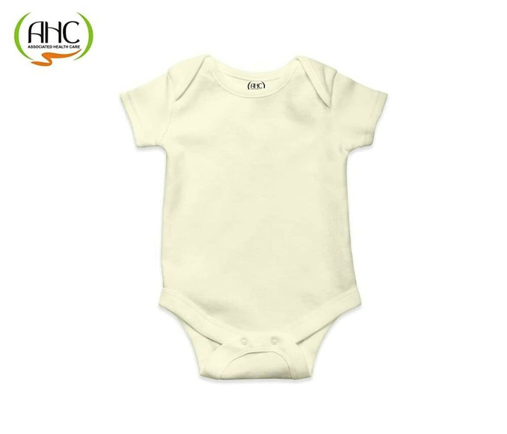 AHC Soft Cotton Short-Sleeve Bodysuits Solid Onesies New Born Infant Dress - Pink/Yellow/Green
