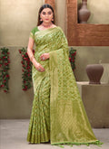 Green Cotton Zari Woven Design Saree with Unstitched Blouse Piece - Aachal