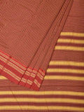 Brown and Rust Bamboo Cotton Saree with Checks Design No Blouse - Global Threads
