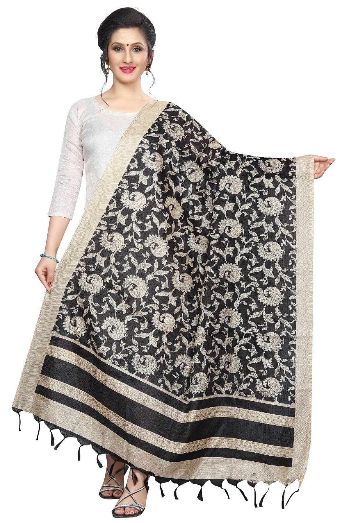 Vamika Peacock Printed Khadi Bhagalpuri Dupatta