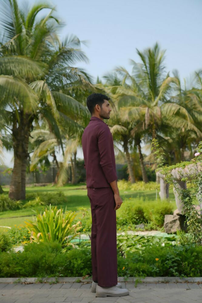 Mono Merge Burgundy Shacket by Hilo Design
