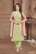 Joban Fashion Women Tissue Pista Round Neck Emroidery Kurta Set