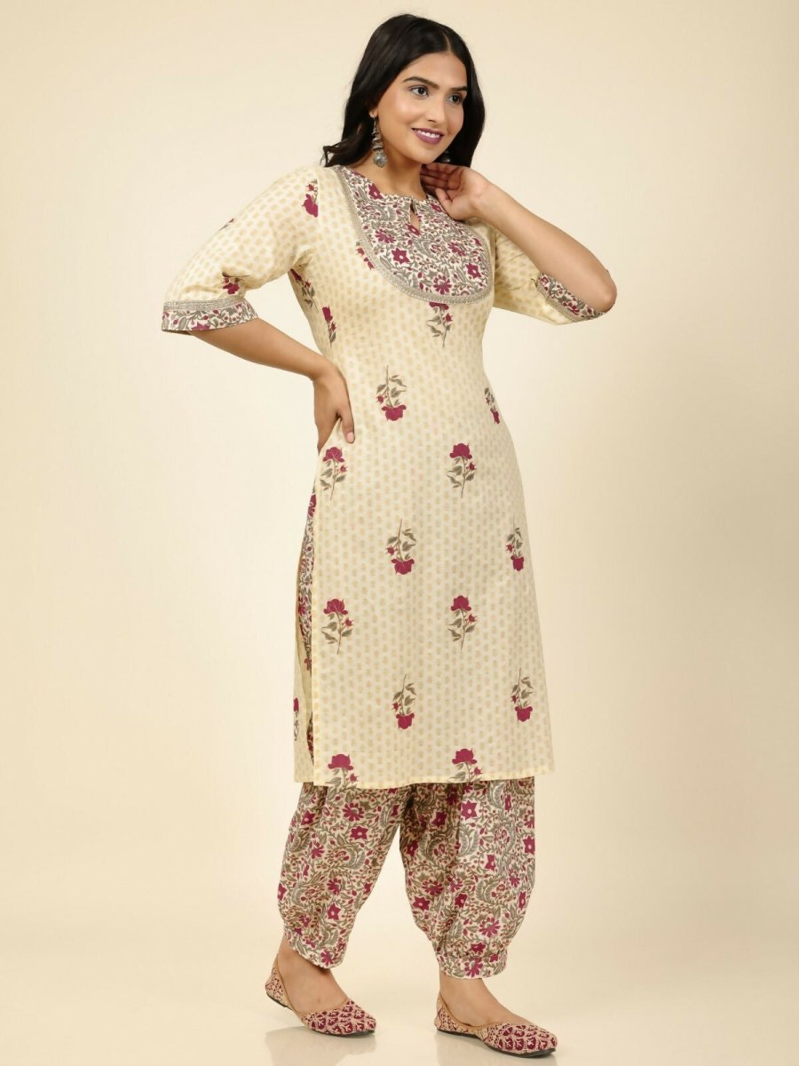 Aramya Yellow Soft Cotton Floral Straight Kurta for Women