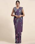 Purple Pure Georgette Sequence work Ready to wear Saree with stitched Blouse - Nirvana