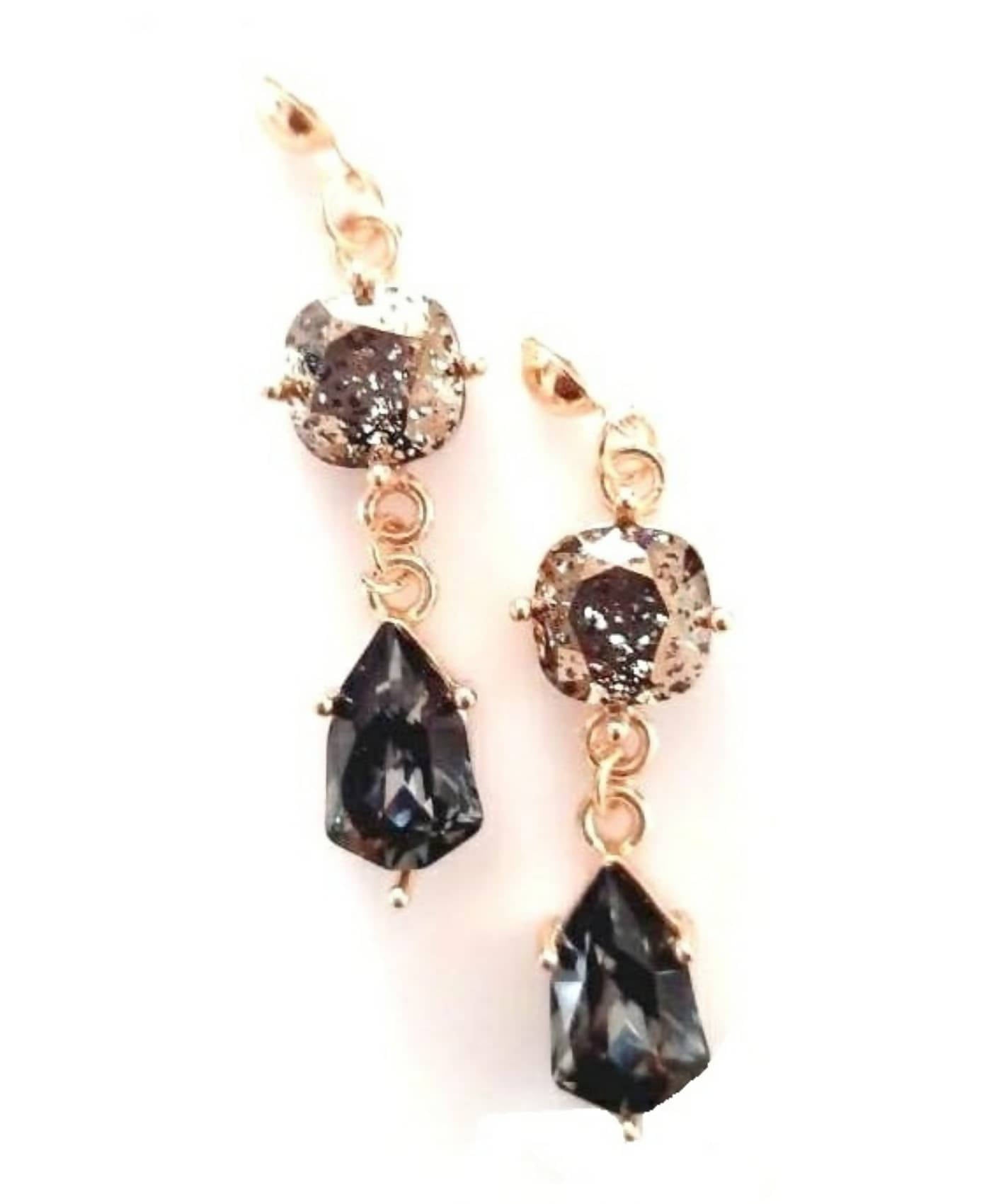 Bling Accessories Swarovski Crystal Rose Patina Earrings