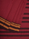 Burgundy Bamboo Cotton Saree with Checks Design - Global Threads