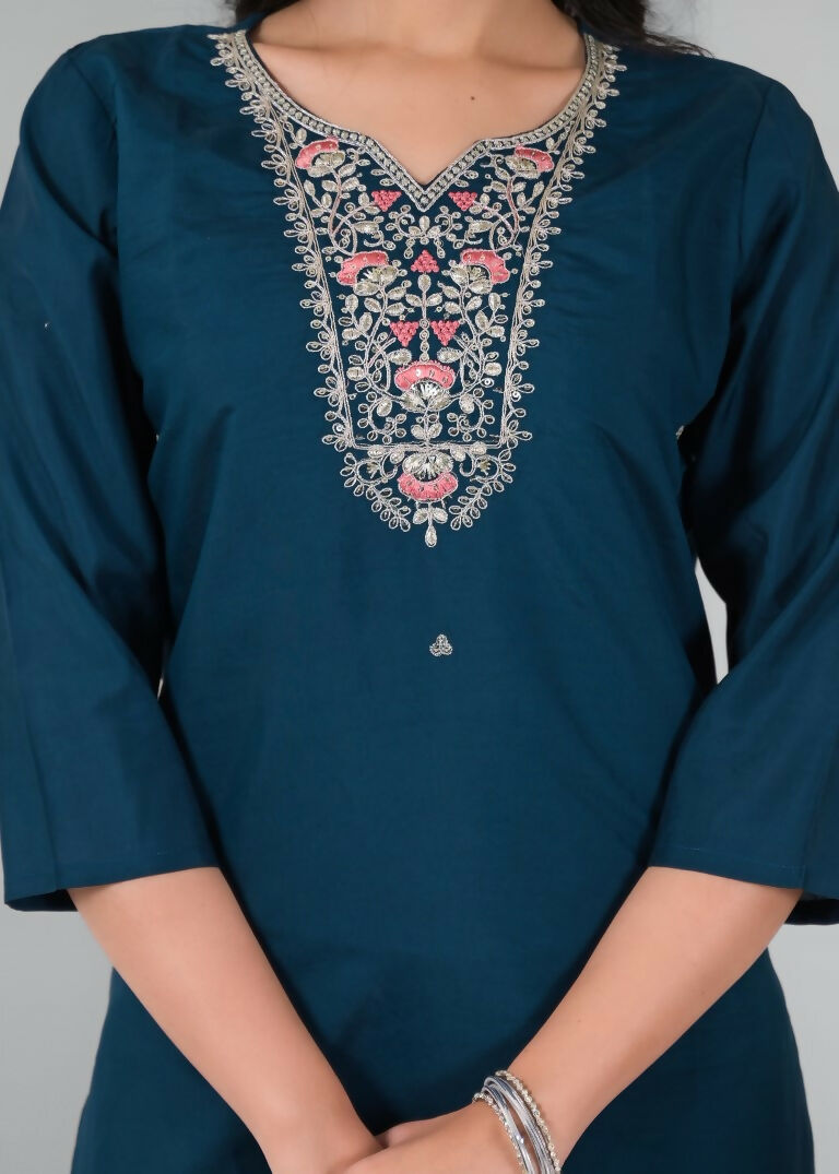 Ethnic Festive Wear Chanderi Rama Stitched Suit With Dupatta - Tanisha
