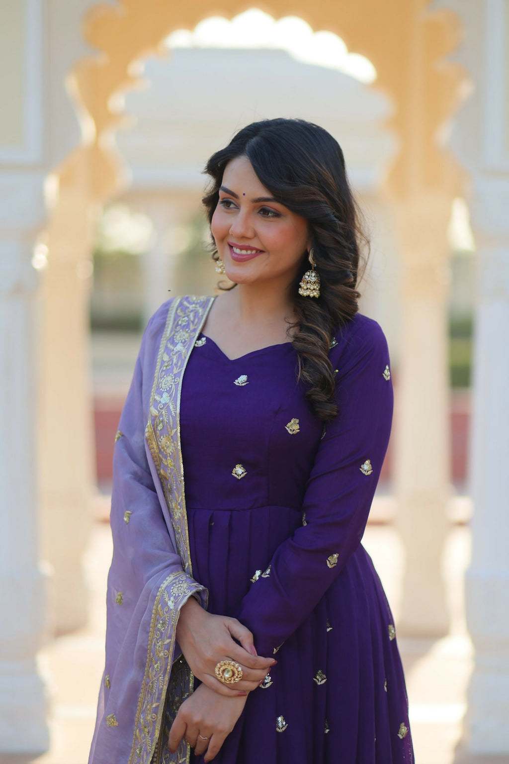 Joban Fashion Blue Georgette Sequence Embroidery Work Kurta Set