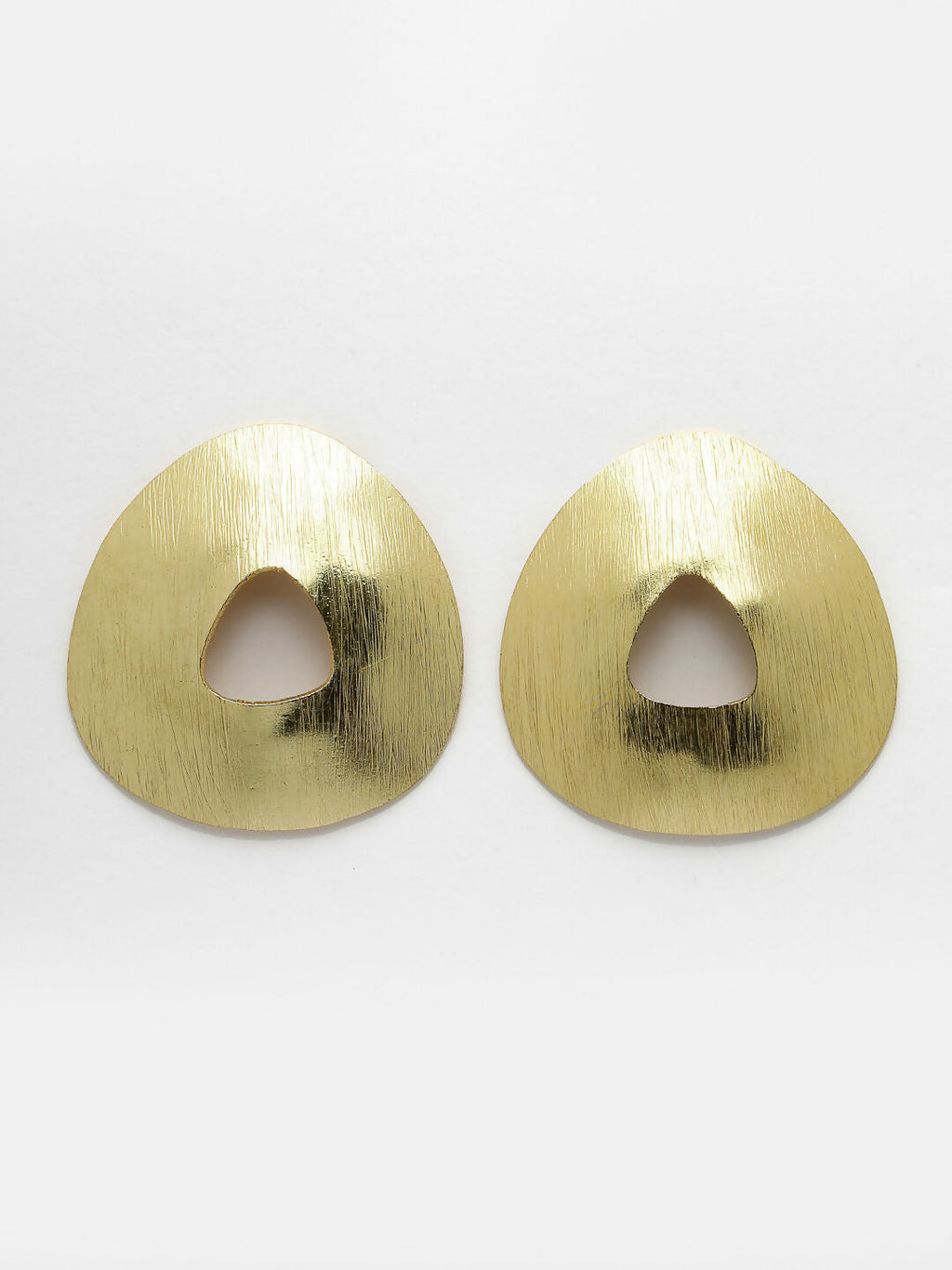 NVR Women Gold-Polished Alloy Triangular Drop Earrings