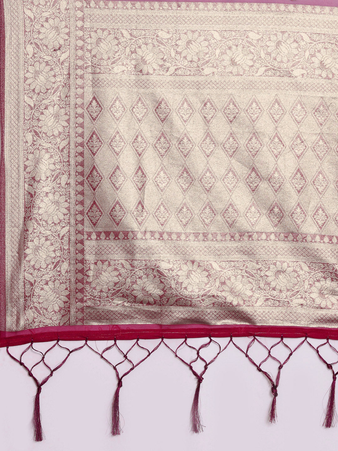Saree Mall Magenta Ethnic Motifs Zari Organza Banarasi Saree