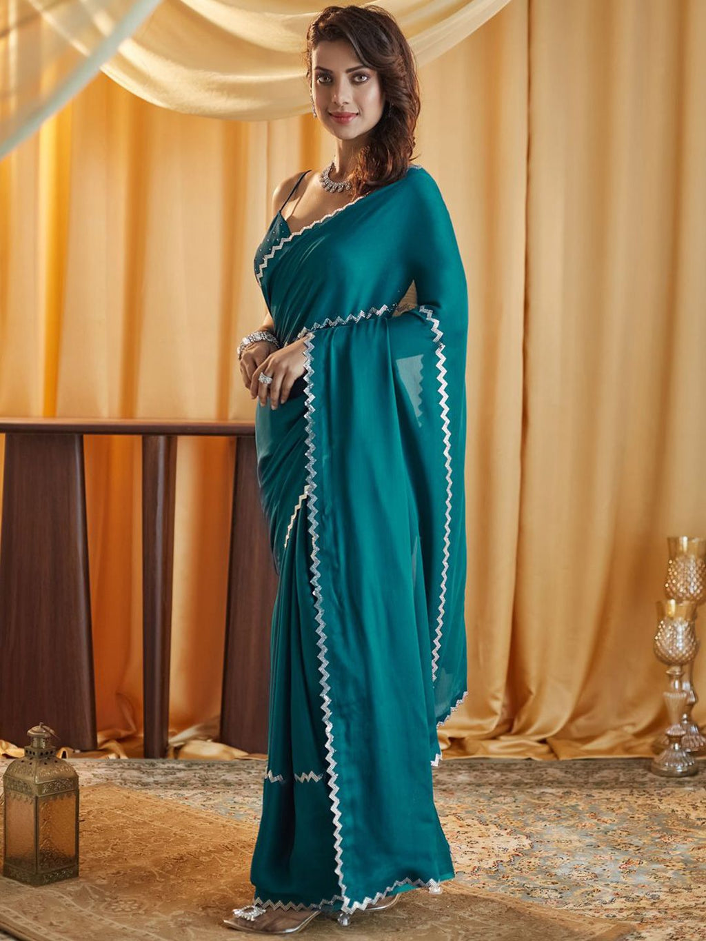 kasee Beads and Stones Pure Chiffon Saree