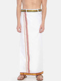 Sethukrishna White Solid Readymade Pocket Dhoti For Men