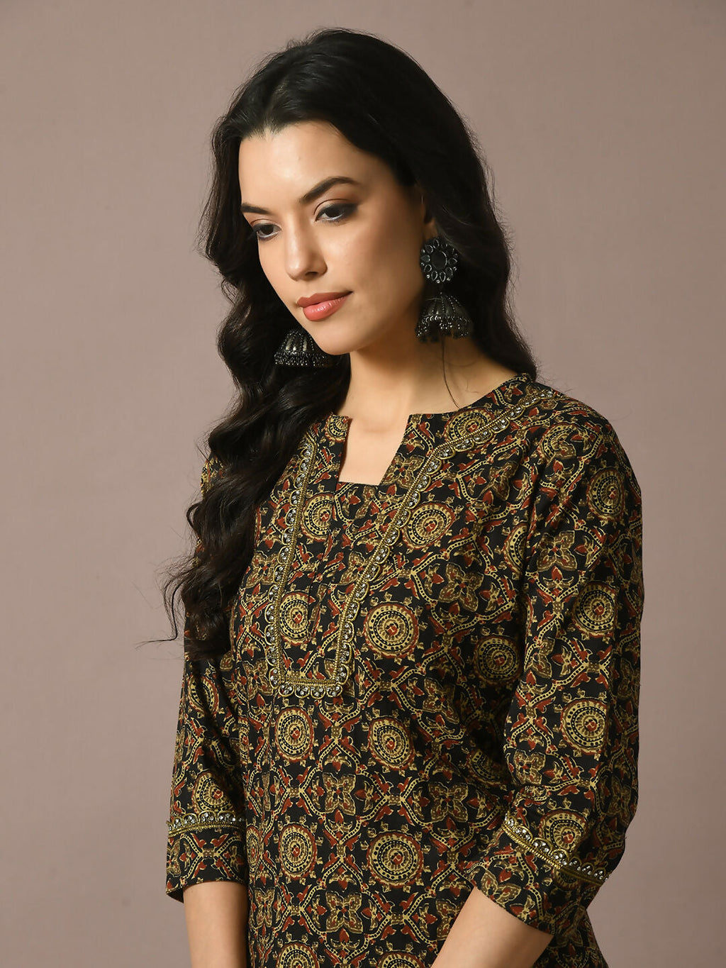 Myshka Women's Multi Printed Cotton Straight Party Kurta Set With Dupatta
