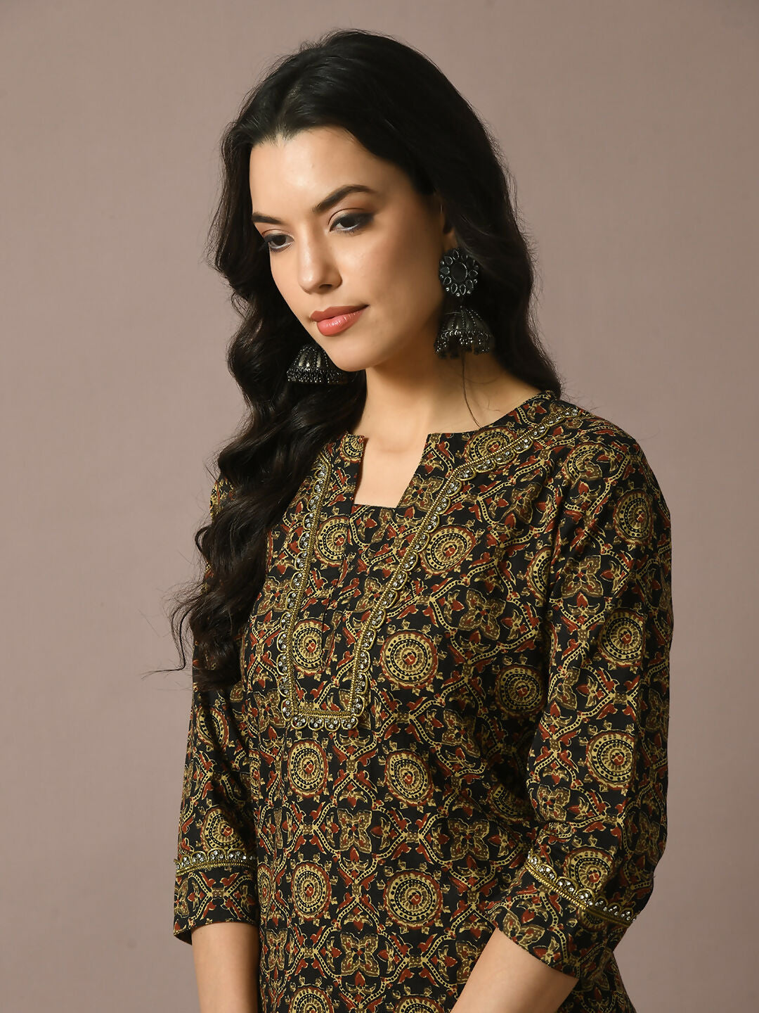 Myshka Women's Multi Printed Cotton Straight Party Kurta Set With Dupatta
