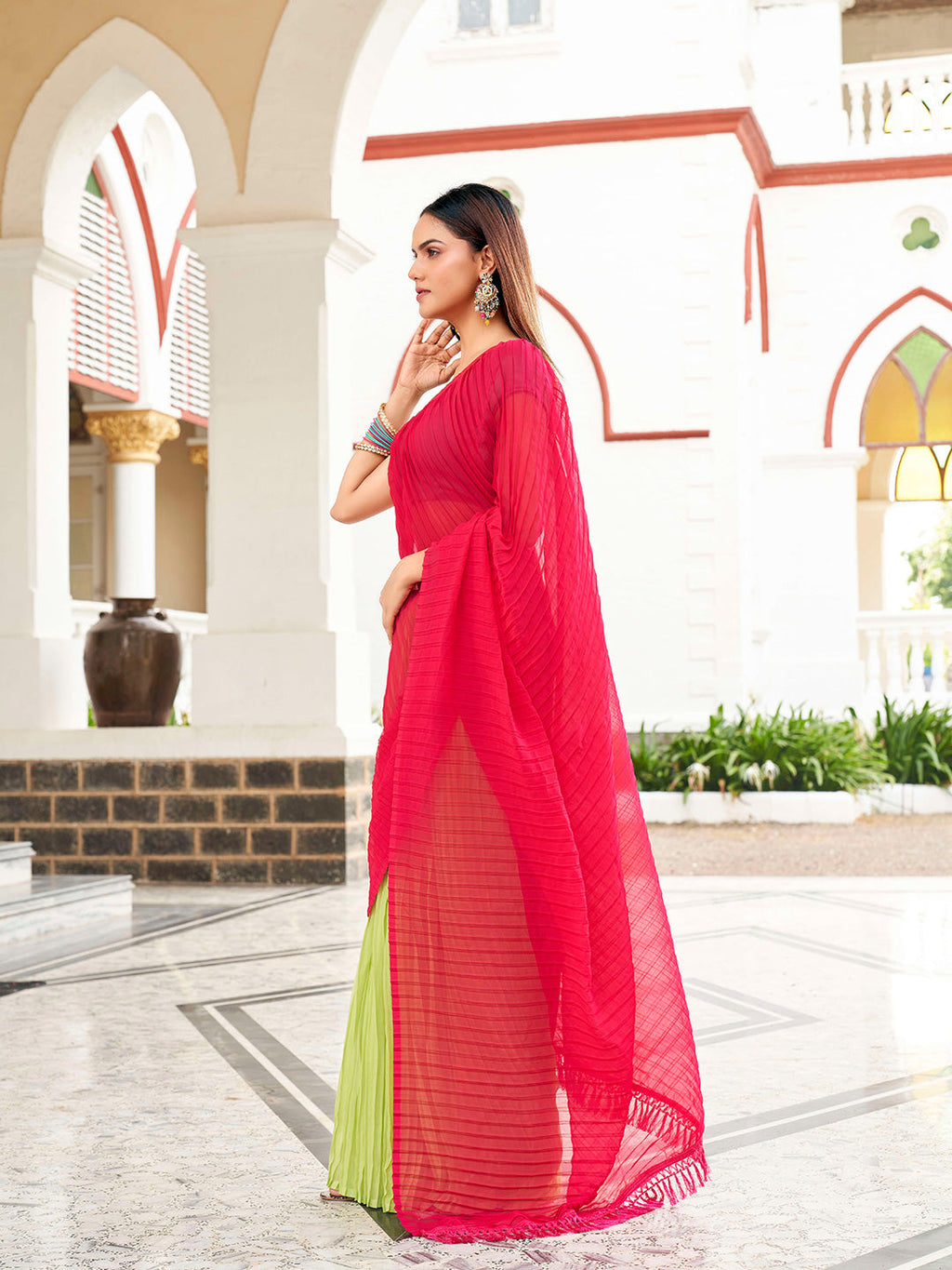 Tikhi Imli Georgette Half and Half Saree