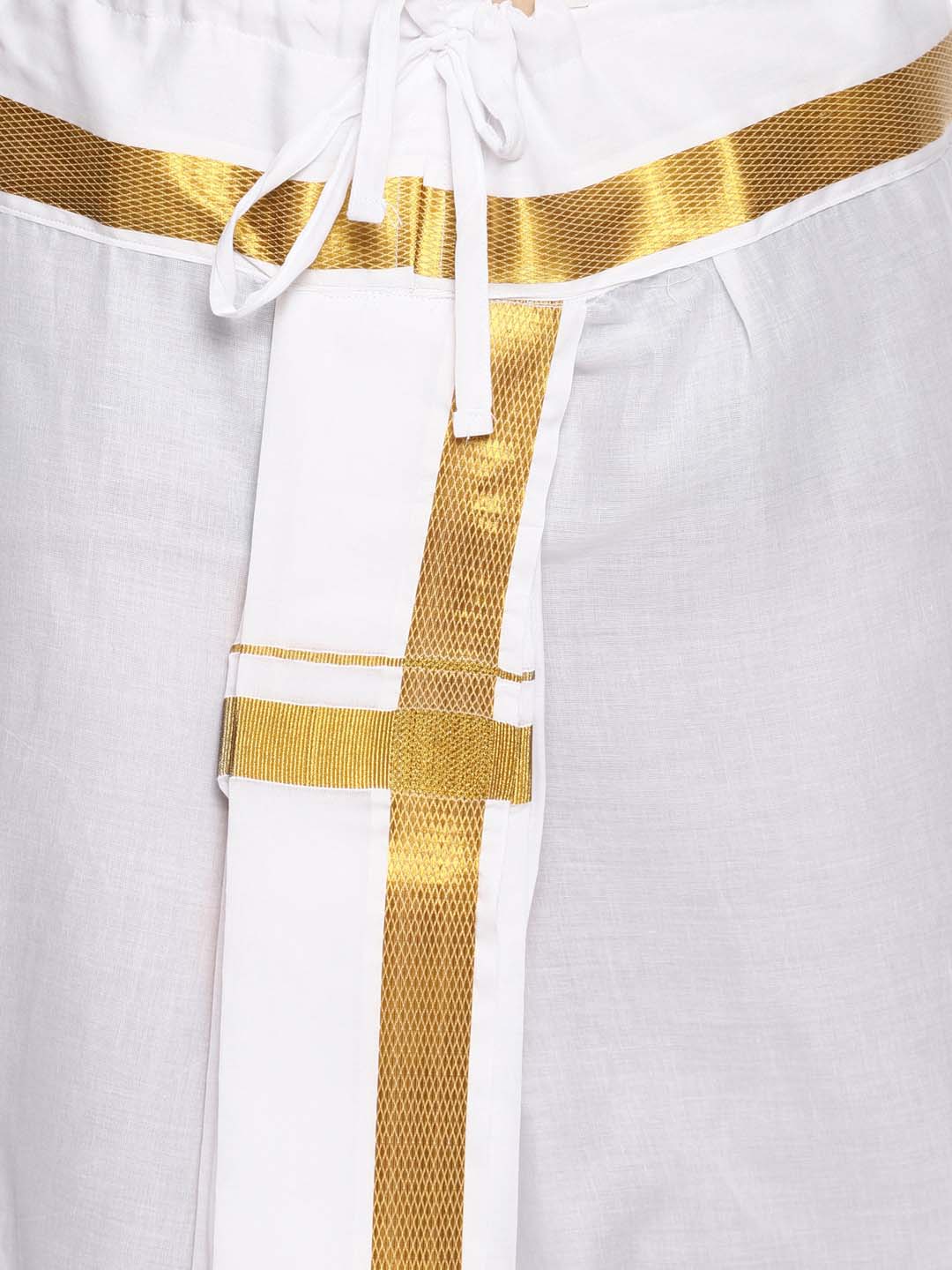 Sethukrishna Men White Solid Readymade Dhoti