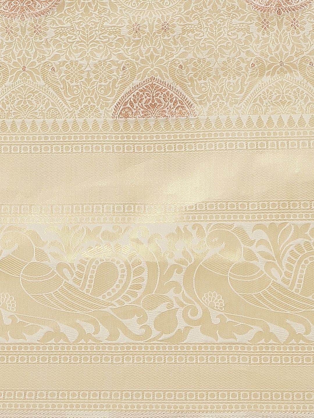 Saree Mall Off-White & Golden Woven Design Banarasi Saree