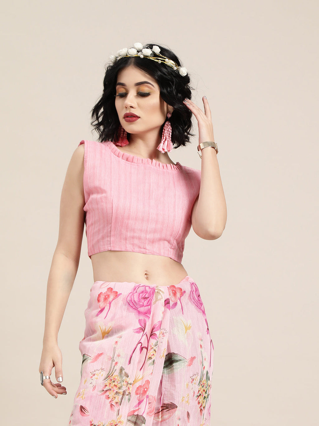 Saree Mall Pink Printed Saree