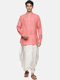 Sethukrishna Men Red Striped Kurta with Dhoti Pants