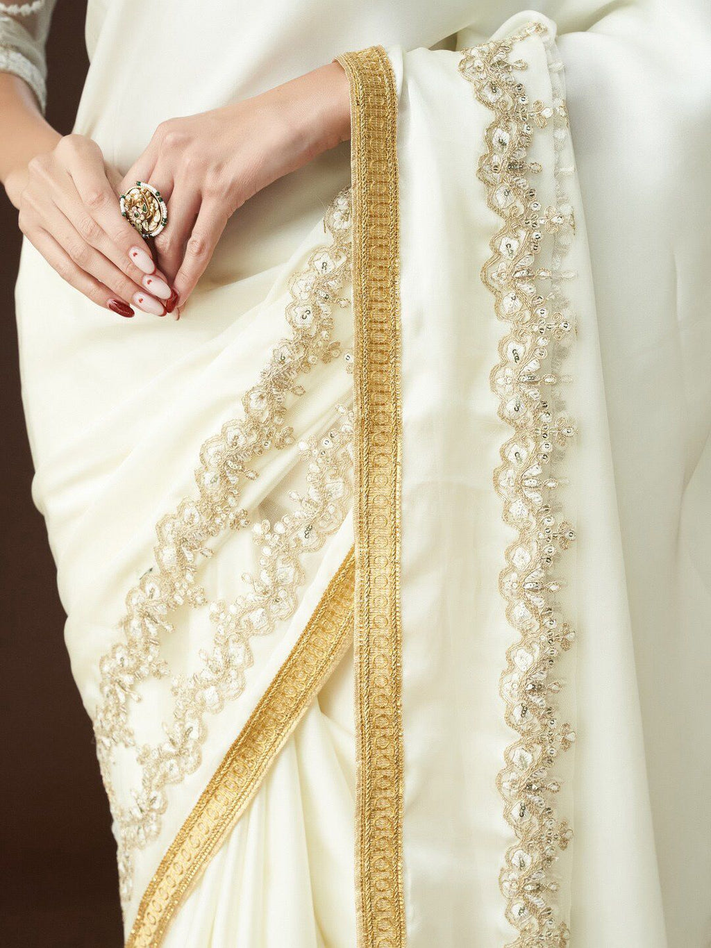 kasee Embroidered Embellished Satin Saree