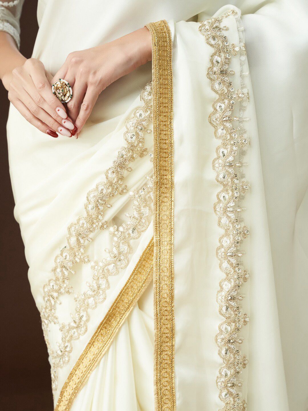 kasee Embroidered Embellished Satin Saree
