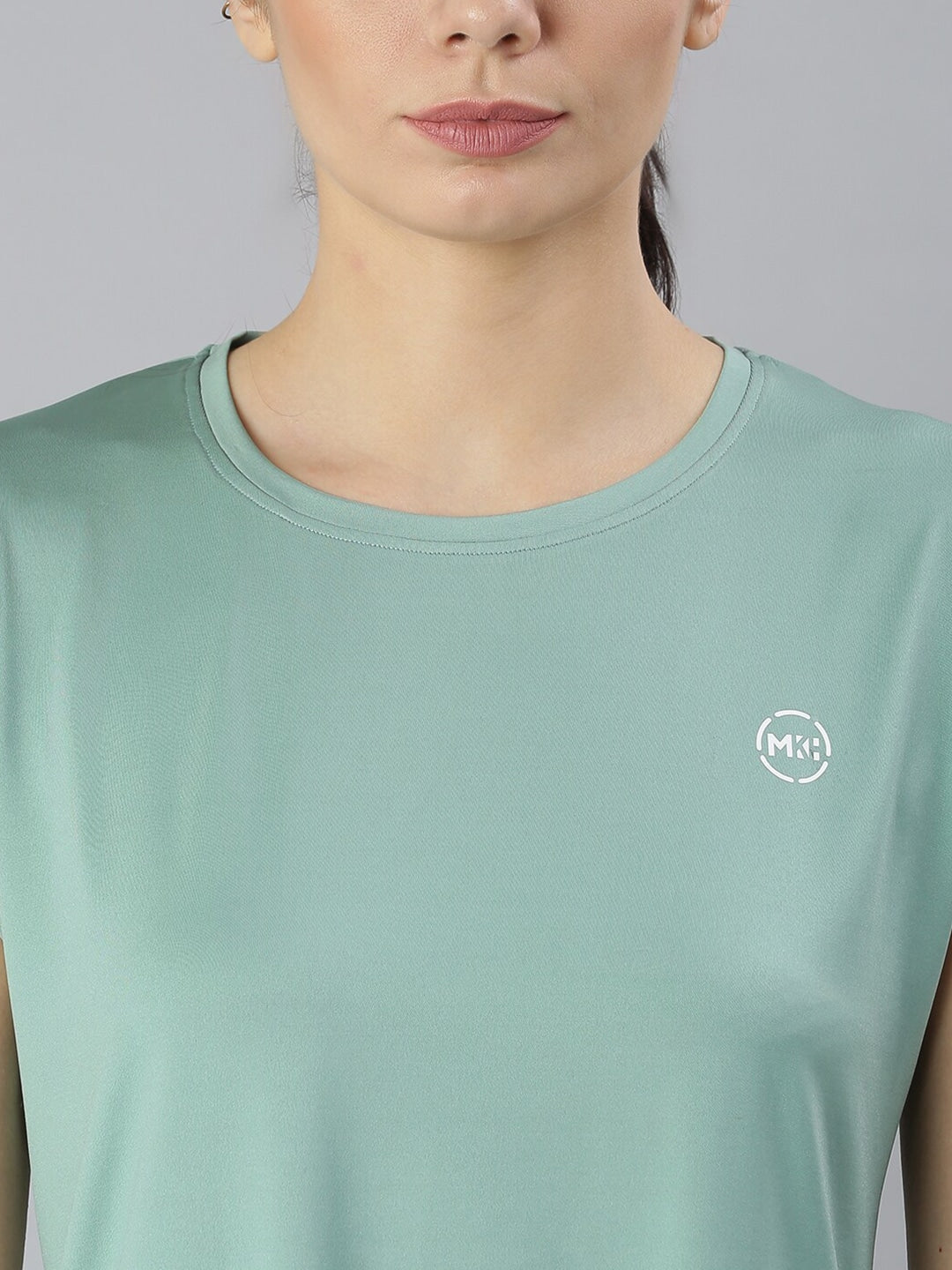 MKH Women Green Extended Sleeves Dri-FIT Sports T-shirt