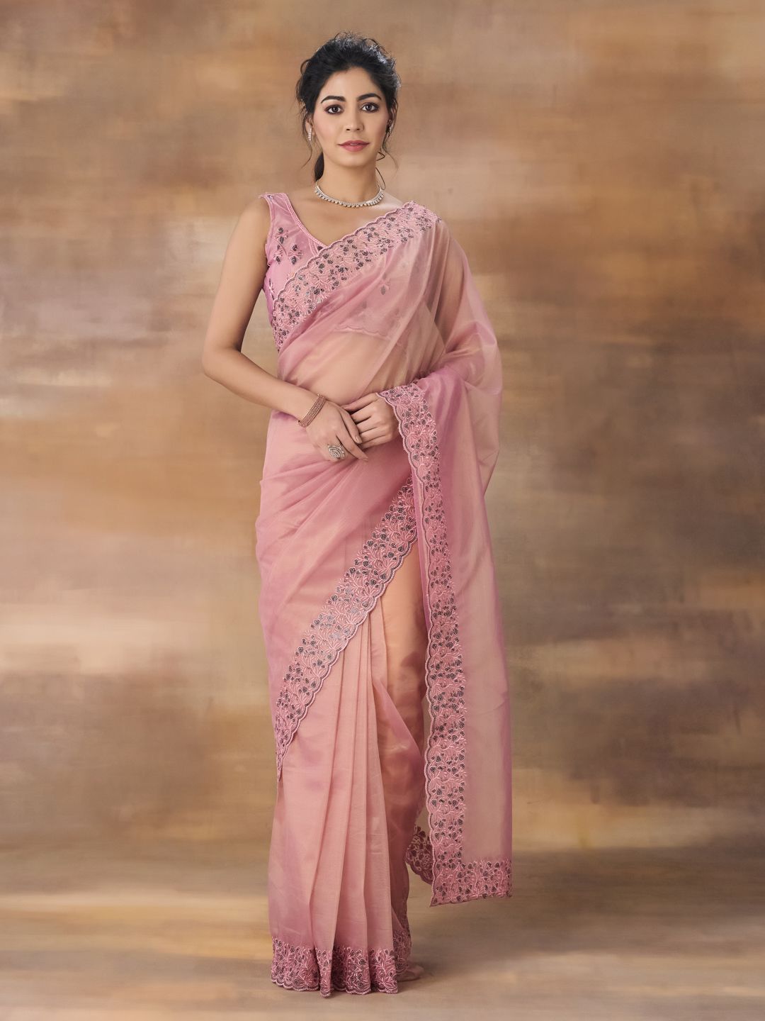 kasee Embroidered Net Saree