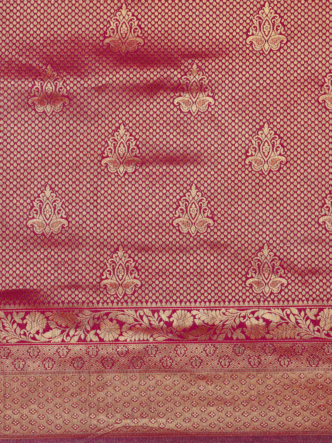 Saree Mall Magenta Ethnic Motifs Zari Silk Blend Banarasi Saree