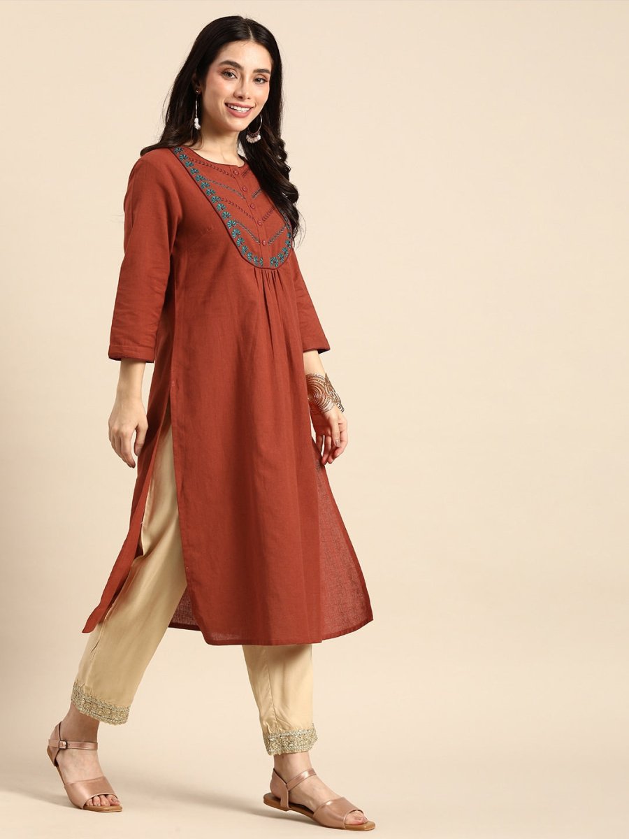 All About You Women Ethnic Motifs Embroidered Thread Work Kurta