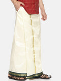 Sethukrishna Cream-Coloured Solid Readymade Dhoti For Men