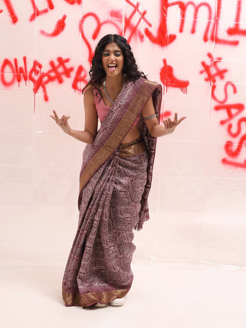 Tikhi Imli Zari Cotton Ready to Wear Saree