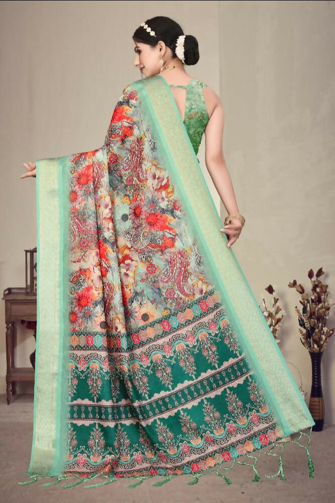 PR Fashion Multi Heavy Rich Cotton Silk Digital Print & Jacquard Saree