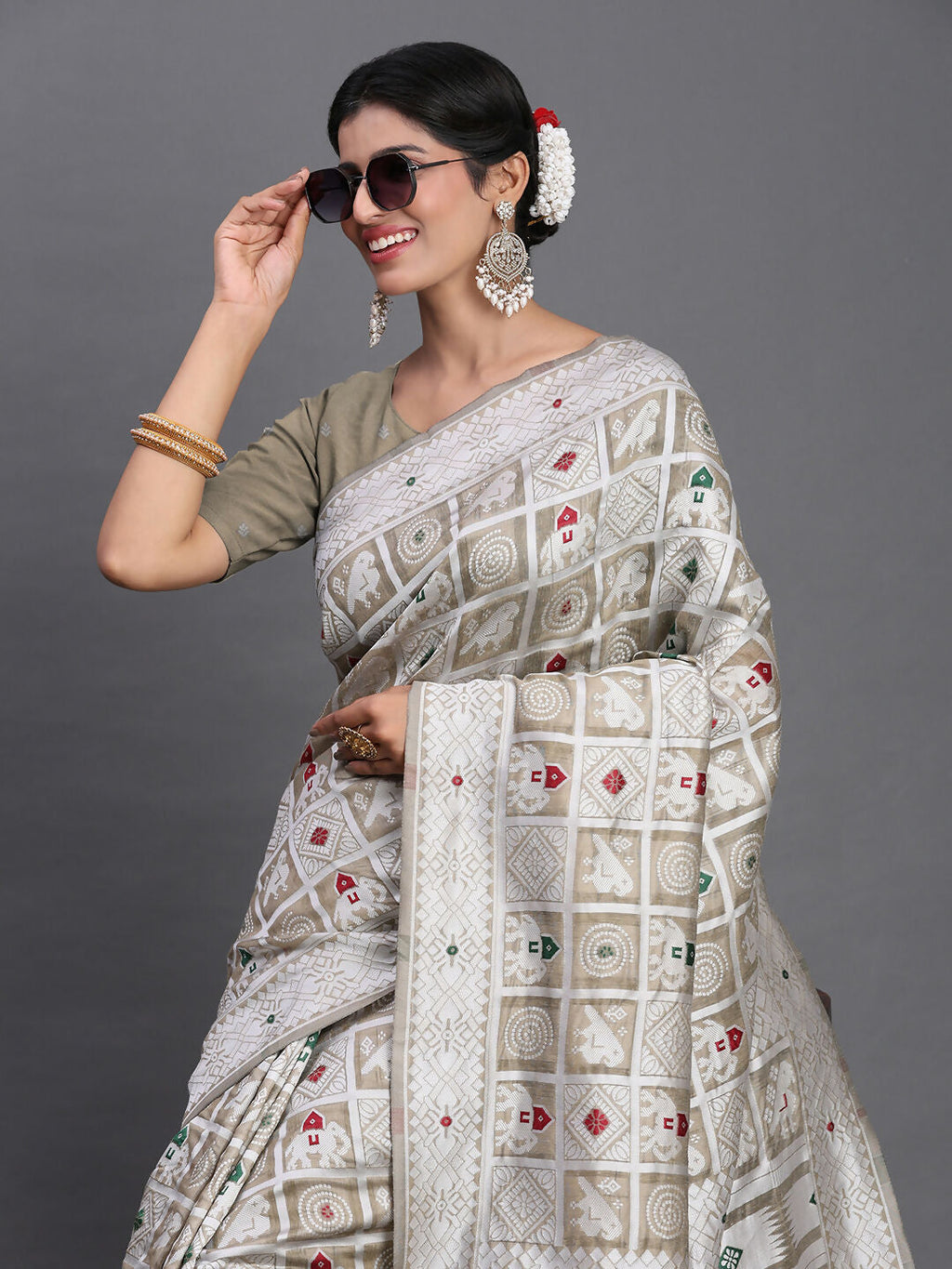 Shree Shyam Fashion Linen Cotton Beige Saree