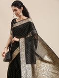 Saree Mall Black Woven Design Zari Silk Blend Banarasi Saree