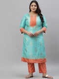 Sztori Ethnic Motifs Printed Gotta Patti Kurta with Trousers