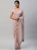 kasee Mauve Polka Dots Embroidered Saree