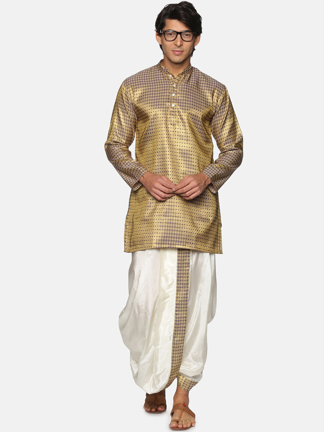Sethukrishna Men Blue Kurta with Dhoti Pants
