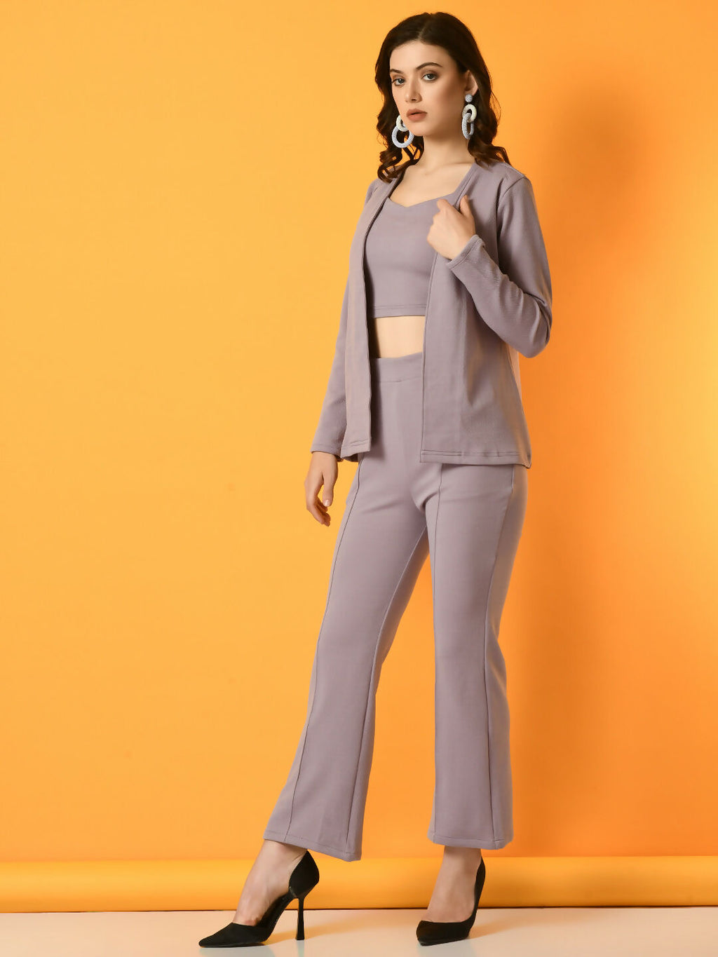 Myshka Women's Lavender Solid Jacket