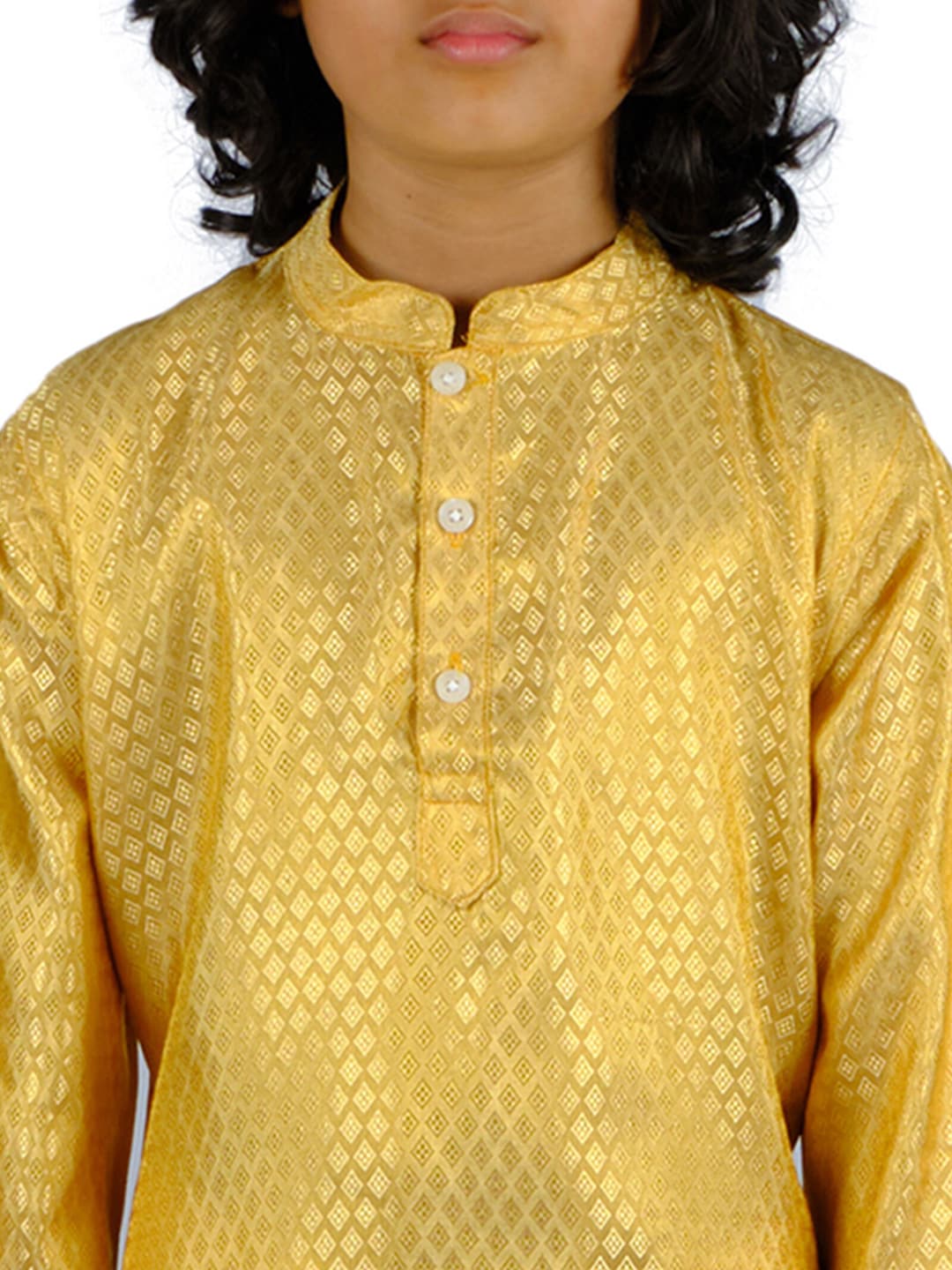 Sethukrishna Boys Gold-Toned Kurta with White Dhoti Pant