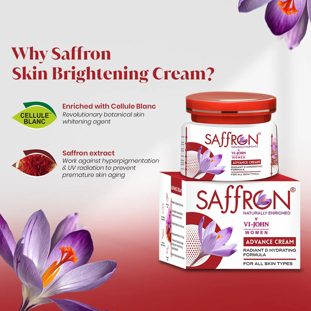 VI-JOHN Women Saffron Advance Skin Fairness Cream with Vitamin E & Mulberry Extracts
