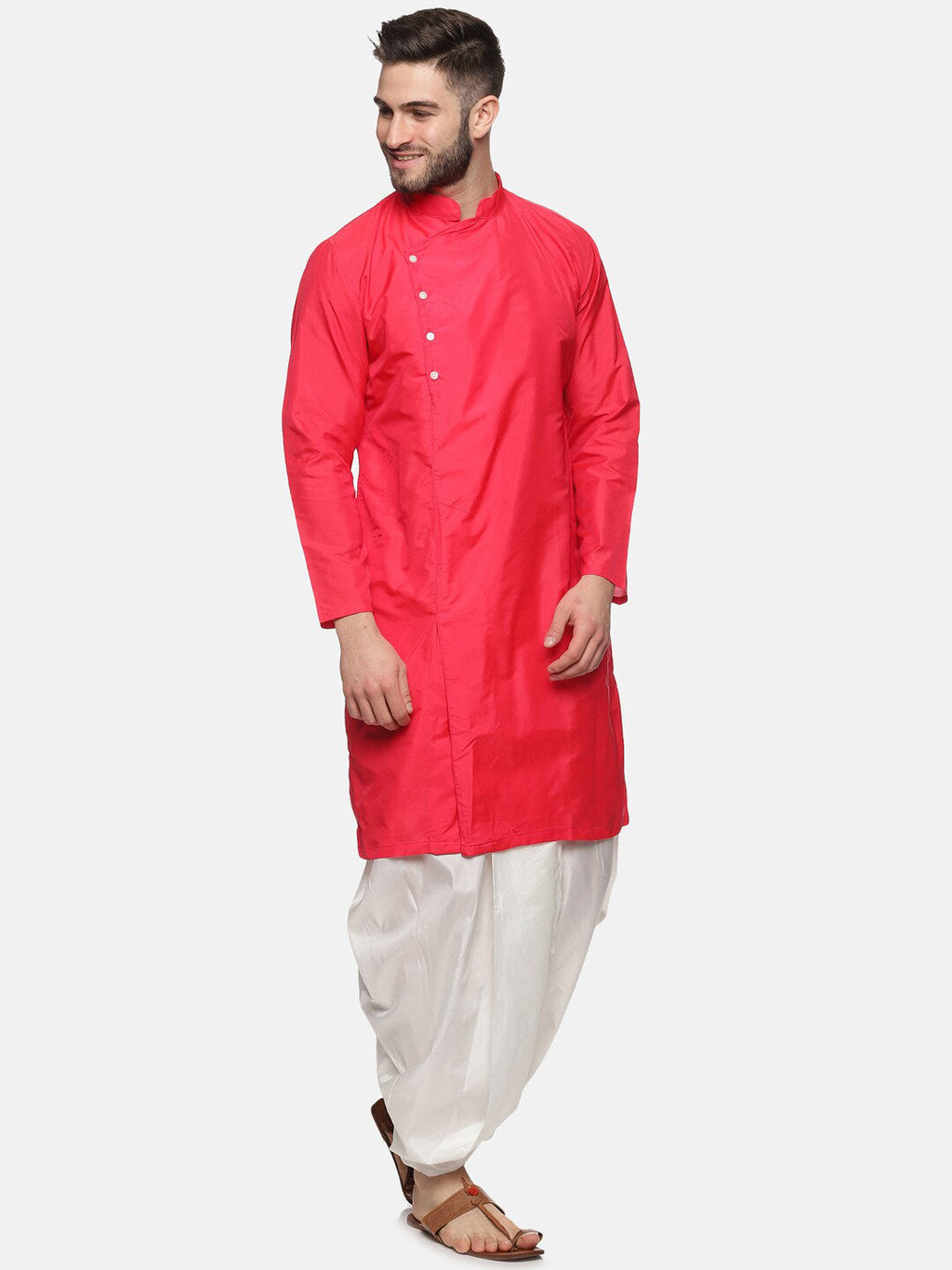Sethukrishna Mens Rose Angrakha Kurta with Dhoti Pants