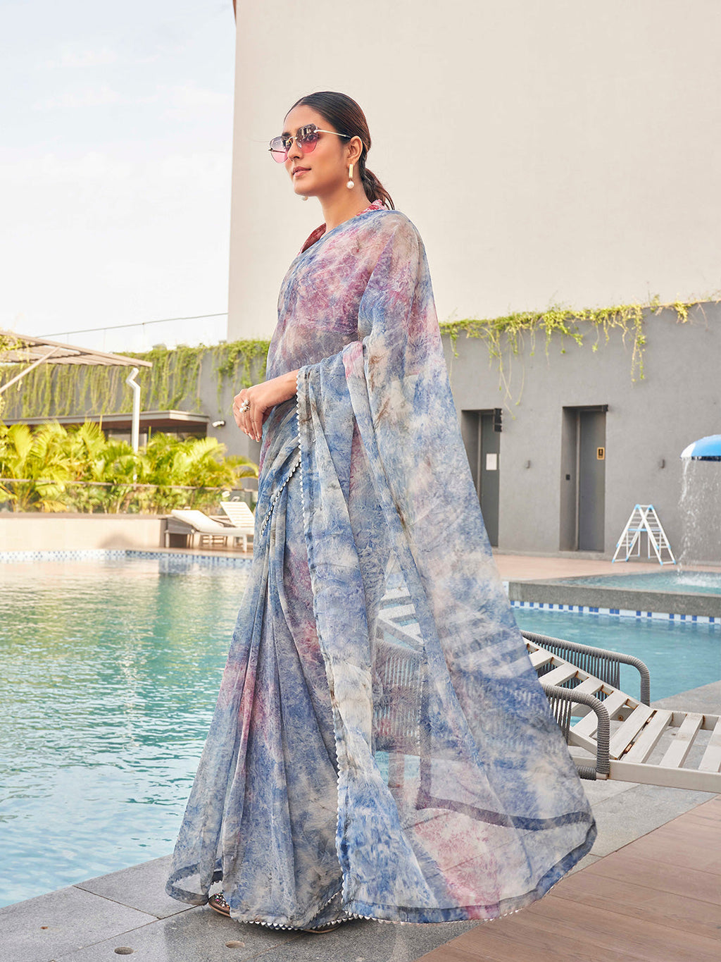 Tikhi Imli Tie and Dye Gotta Patti Chiffon Saree