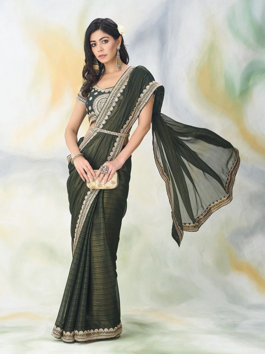 kasee Floral Embroidered Saree