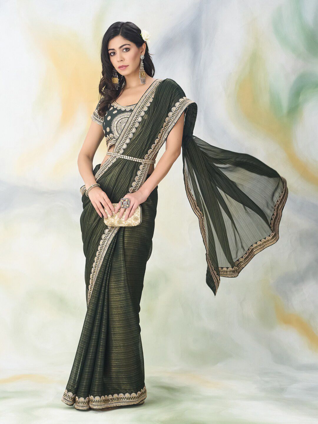 kasee Floral Embroidered Saree